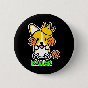 Badge Rond 5 Cm Ello Corgi Baller Basketball Cute Welsh Corgi Chie
