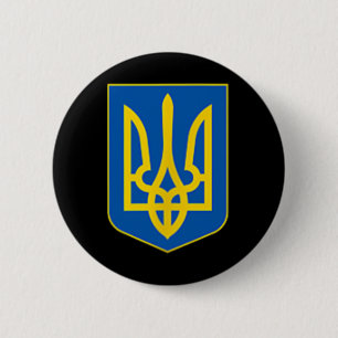 Badge Rond 5 Cm Emblème de trident ukrainien Logo des armoiries