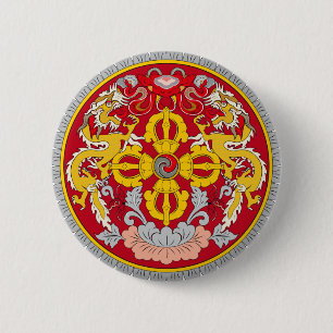 Badge Rond 5 Cm Emblème du Bhoutan (རྒྱ ལ ་ ཡོ ང ་ ས  de l' de l' 