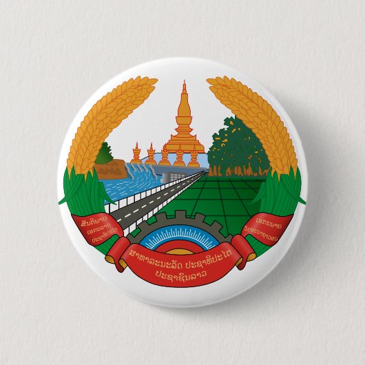 Badge Rond 5 Cm emblème du Laos (Devant)