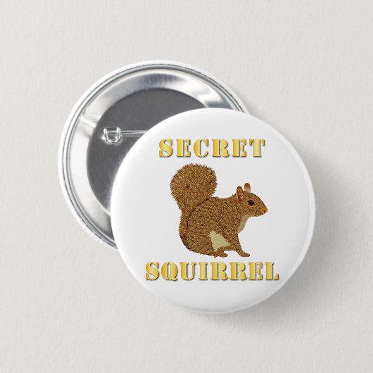 Badge Rond 5 Cm Emblème - écureuil secret avec texte (Devant & derrière)