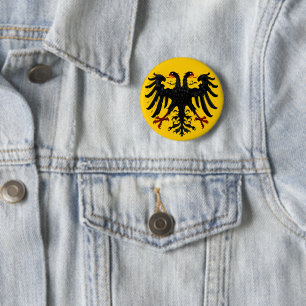 Badge Rond 5 Cm Emblème Empire Romain sur Bouton Jaune