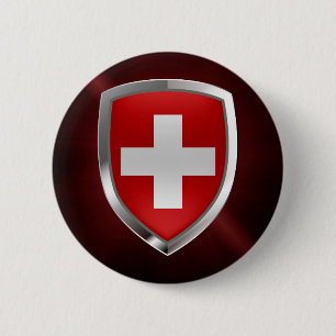 Badge Rond 5 Cm Emblème métallique de la Suisse