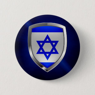 Badge Rond 5 Cm Emblème métallique d'Israël