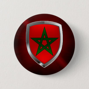 Badge Rond 5 Cm Emblème métallique du Maroc
