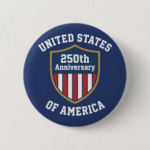 Badge Rond 5 Cm Emblème Minimaliste 250e Anniversaire des États-Un