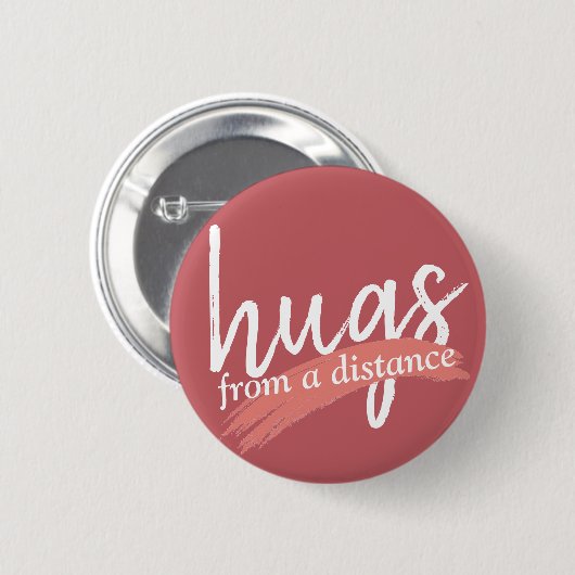 Badge Rond 5 Cm embrassades à distance en maude rose (Devant & derrière)