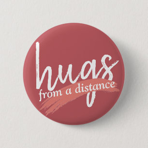 Badge Rond 5 Cm embrassades à distance en maude rose