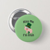 Badge Rond 5 Cm Embrasse-moi Je suis Irish Pig (Devant & derrière)