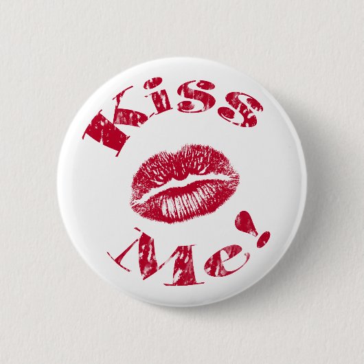 Badge Rond 5 Cm Embrasse-moi ! Lèvres rouges (Devant)