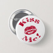 Badge Rond 5 Cm Embrasse-moi ! Lèvres rouges (Devant & derrière)