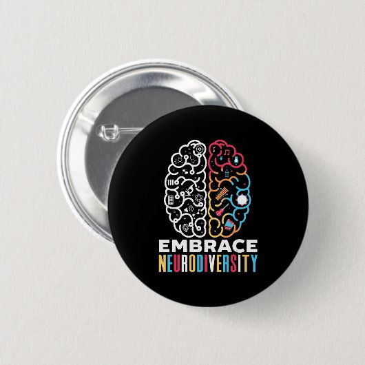 Badge Rond 5 Cm Embrassez la conception de la neurodiversité pour (Devant & derrière)