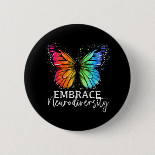 Badge Rond 5 Cm Embrassez la neurodiversité Autisme arc-en-ciel pa