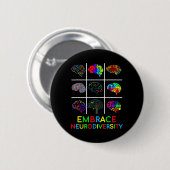 Badge Rond 5 Cm Embrassez la Neurodiversity Video Game Sensibilisa (Devant & derrière)