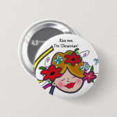 Badge Rond 5 Cm Embrassez-moi, je suis ukrainien ! (Devant & derrière)