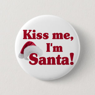 Badge Rond 5 Cm Embrassez-moi que je suis bouton de Père Noël
