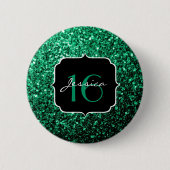 Badge Rond 5 Cm Emerald Green fausse parties scintillant scintille (Devant)