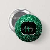 Badge Rond 5 Cm Emerald Green fausse parties scintillant scintille (Devant & derrière)