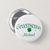 Badge Rond 5 Cm Emerald Green, Shamrock blanc Groomsman Button (Devant & derrière)
