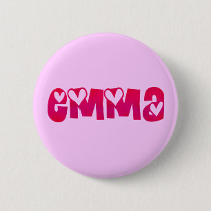 Badge Rond 5 Cm Emma dans les coeurs