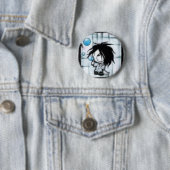 Badge Rond 5 Cm Emo bouillonne bouton (En situation)