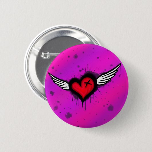 Badge Rond 5 Cm emo heart button (Devant & derrière)