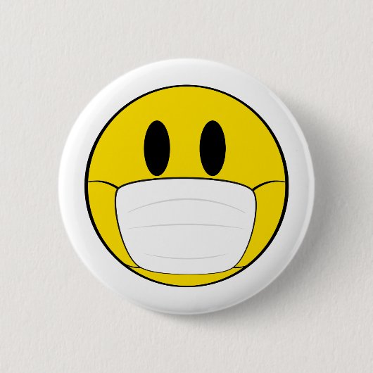Badge Rond 5 Cm Emoji avec masque illustré (Devant)
