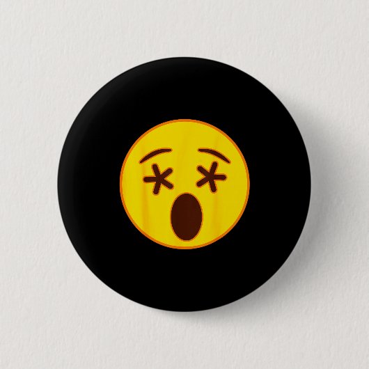 Badge Rond 5 Cm Emoji Crossed Out Eyes Yellow Smile Face (Devant)