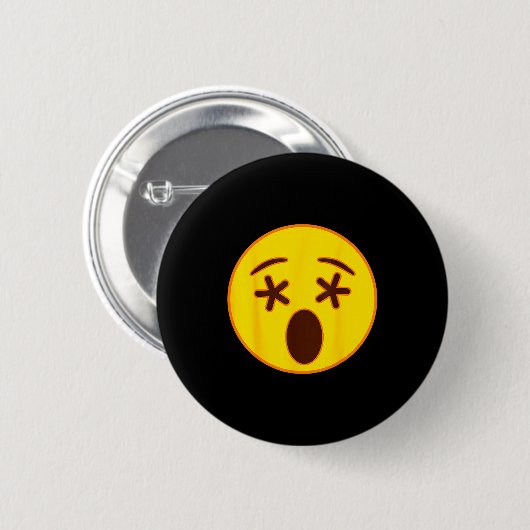 Badge Rond 5 Cm Emoji Crossed Out Eyes Yellow Smile Face (Devant & derrière)