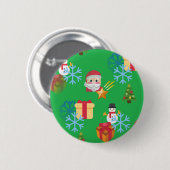 Badge Rond 5 Cm emoji de Noël vert (Devant & derrière)