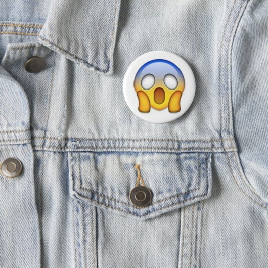 Badge Rond 5 Cm Emoji effrayé (En situation)
