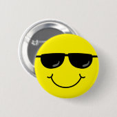 Badge Rond 5 Cm Emoji frais font face avec des lunettes de soleil (Devant & derrière)