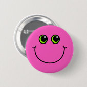 Badge Rond 5 Cm Emoji heureux rose font face (Devant & derrière)