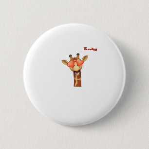 Badge Rond 5 Cm emoji heureux yeux d'amour girafe visage