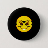 Badge Rond 5 Cm Emoji Nerd Gles Yellow Smile Face (Devant)