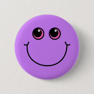 Badge Rond 5 Cm Emoji pourpre de sourire font face