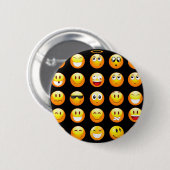 Badge Rond 5 Cm emojis noir (Devant & derrière)