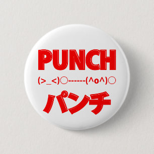 Badge Rond 5 Cm Émoticônes de punch japonais