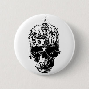Badge Rond 5 Cm Empereur bizantin mort avec des lunettes de soleil