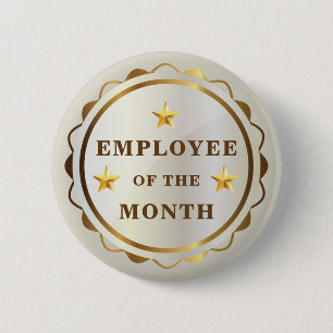 Badge Rond 5 Cm Employee of the Month Gold Stars Button