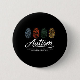 Badge Rond 5 Cm Empreinte D'Autisme Chaque Impression Dit Un Autre