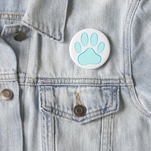 Badge Rond 5 Cm Empreinte de chien bleu bébé (En situation)