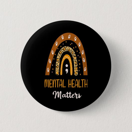 Badge Rond 5 Cm Empreinte de léopard Boho Rainbow Pour Mental Heal (Devant)