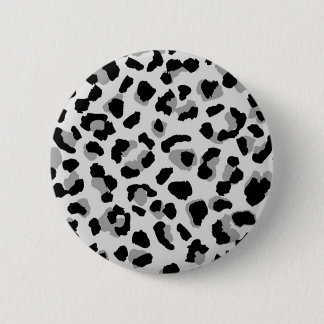 Badge Rond 5 Cm Empreinte de léopard de neige noir et blanc