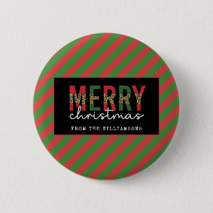 Badge Rond 5 Cm Empreinte de léopard de Noël moderne Red Green Str