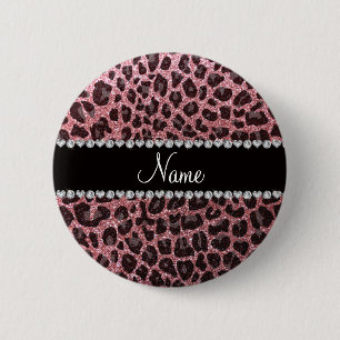 Badge Rond 5 Cm Empreinte de léopard de parties scintillant rose p