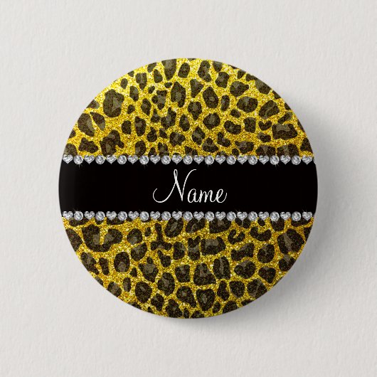 Badge Rond 5 Cm Empreinte de léopard jaune au néon nommé fait sur (Devant)