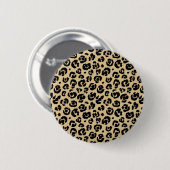 Badge Rond 5 Cm Empreinte de léopard noir beige tan (Devant & derrière)