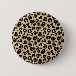 Badge Rond 5 Cm Empreinte de léopard noir beige tan