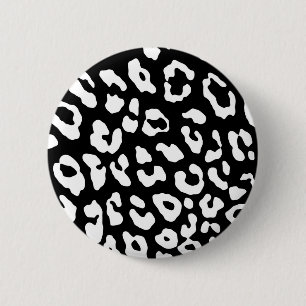 Badge Rond 5 Cm Empreinte de léopard noir blanc